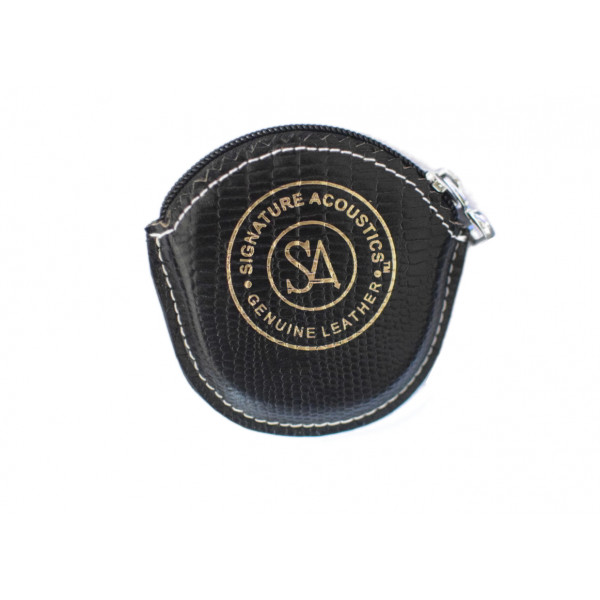 Signature Acoustics SA Genuine Leather Earphone Case with Zipper, Coin Purse, Leather Case, Medicine Pill, Made in India  